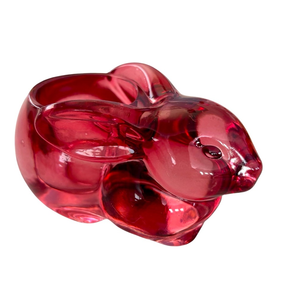 Indiana Glass Pink  Bunny Tea Light Votive Candle Holder Vintage 
Colorful